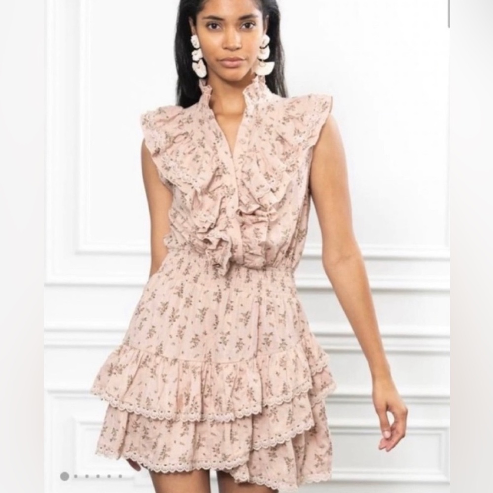 🌻The Shirt by Rochelle Behrens Ruffled Floral Sleeveless Dress in WHITE